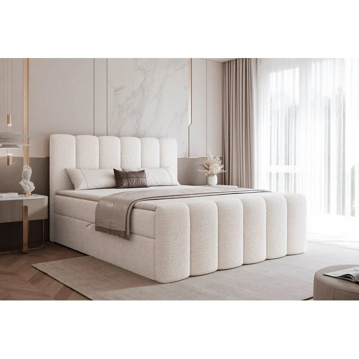 Compleo Boxbett BUBBLE, Wolkenbett, Bequem, Bonell, Topper, Doppelbett gepolstertes Kopfteil mit Bettkasten – Bild 1