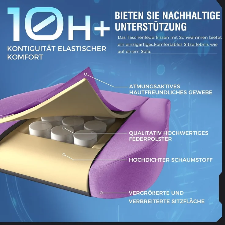 GTPLAYER Gaming Stuhl,Atmungsaktiver Bürostuhl,bürostuhl ergonomisch, Hochwertiger - Stoff,Ergonomischer PC Stuhl,160° Verstellbare Rückenlehne und ausziehbare Fußstütze,Tragkraft 180 kg,Dunkelviolett – Bild 7