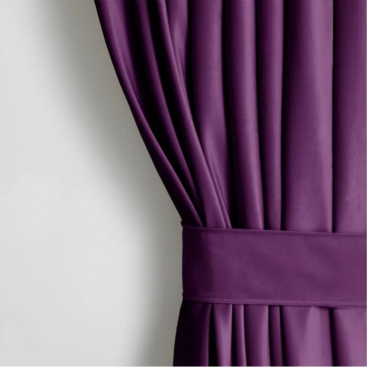 Restilo Gardine Gardine Multifunktionsband Kräuselband Vorhang Verdunkelnd Samt Textil (1 St), Kräuselband, verdunkelnd, Samt Textilien, mit Raffhalter – Bild 1