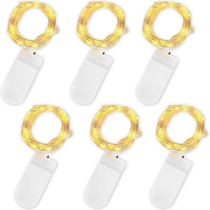 Jsdoin LED Mini Lichterkette mit Batterie, 6x20er Micro außen Lichterkette | 2M DIY kleine Lichterketten Wasserdicht für Party Hochzeit Weihnachten Beleuchtung Deko