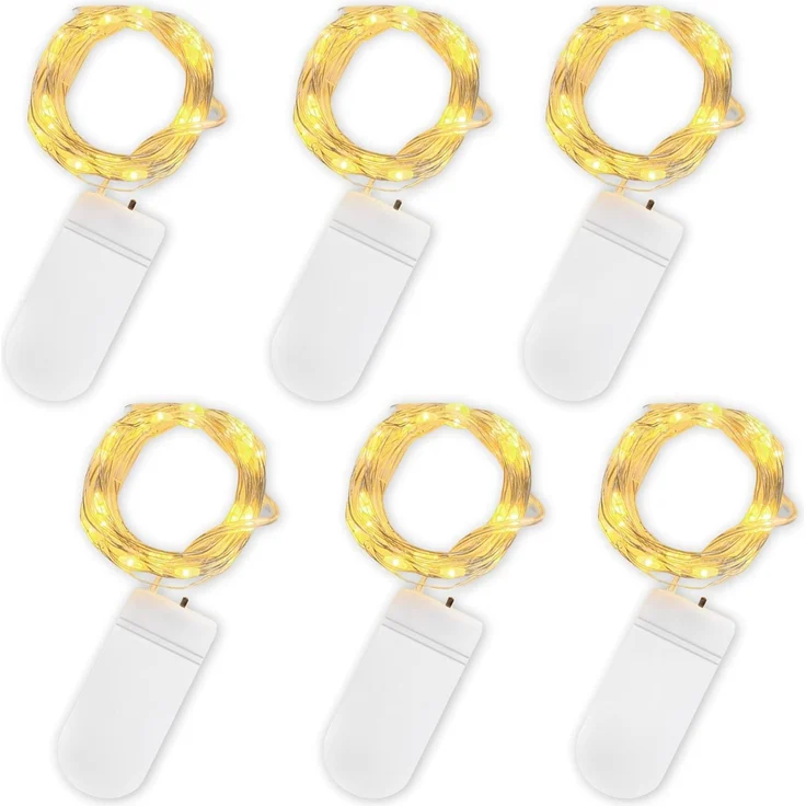 Jsdoin LED Mini Lichterkette mit Batterie, 6x20er Micro außen Lichterkette | 2M DIY kleine Lichterketten Wasserdicht für Party Hochzeit Weihnachten Beleuchtung Deko