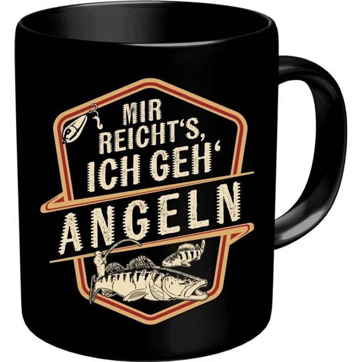 RAHMENLOS® Tasse Kaffeebecher als Geschenk für den Angler - Mir reicht's-Ich geh ANGELN, Keramik – Bild 3