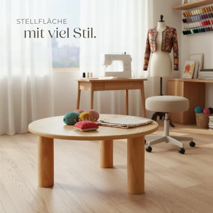 tectake Couchtisch Sofatisch "Sisi", Beine aus Massivholz, besonders pflegeleicht (1-St, 1 tlg), Stilvoller Couchtisch in Rundform mit Schutzlackierung – Bild 9