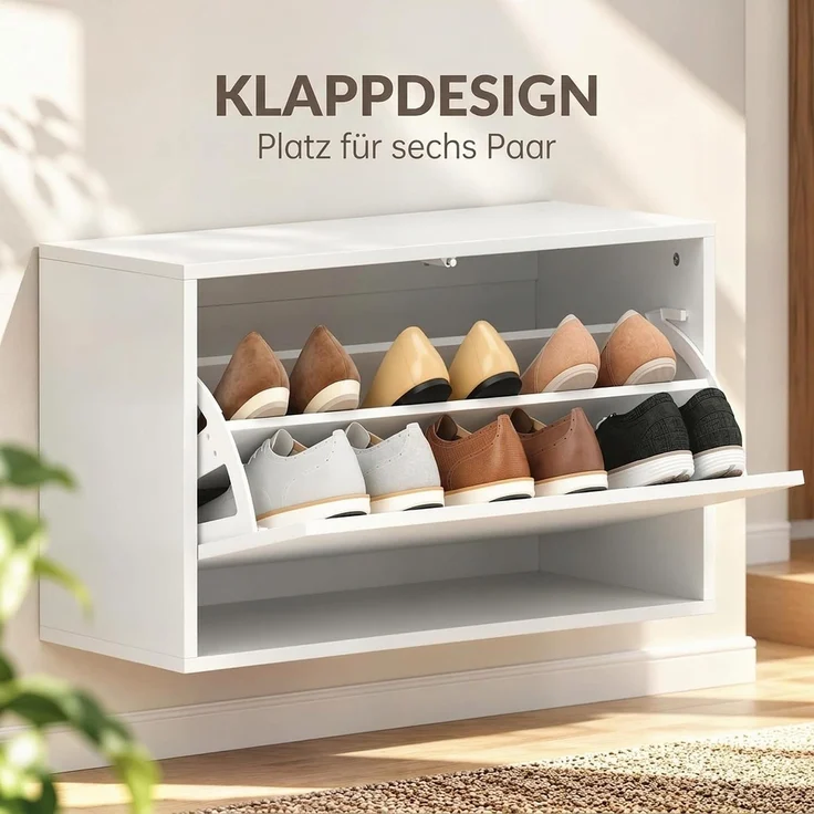 HOMCOM Schuhkipper, MDF, Spanplatte, Weiß, 70 x 30 x 43 cm – Bild 4