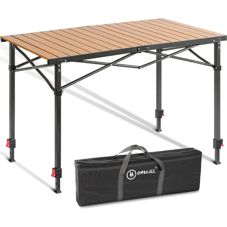 HOMECALL Klapptisch Campingtisch Höhenverstellbar Klappbar Balkontisch Gartentisch Tragbar (Höhenverstellbares Bein(76/84,5/92,5 cm),Aluminum Roll Up Tabletop bis 100kg), für 4-6 Personen,für Camping, Outdoor, Garten – Bild 5