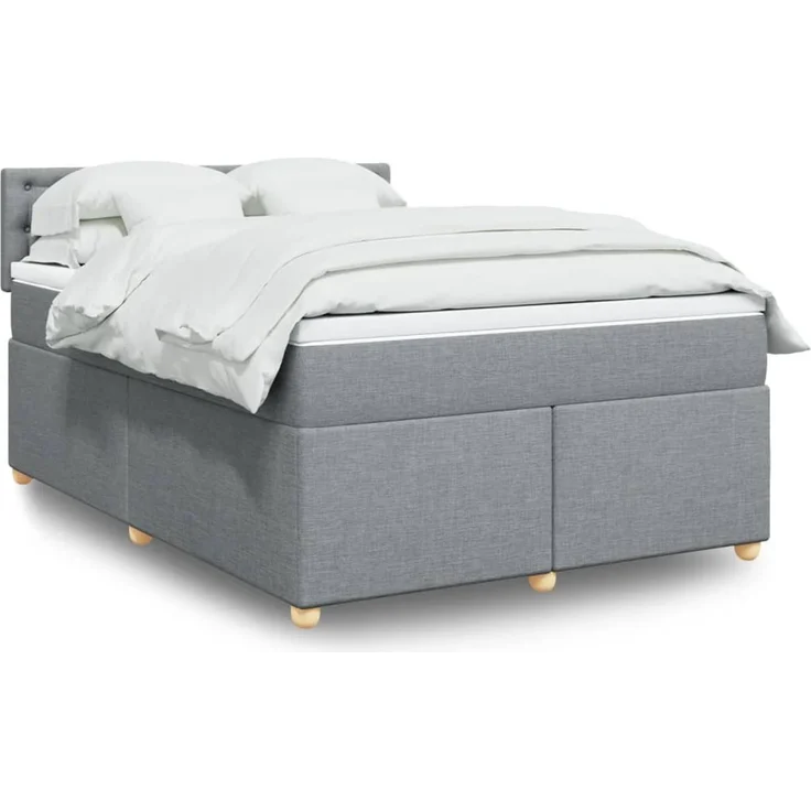 vidaXL Boxspringbett mit Matratze Hellgrau 140x200 cm Stoff 3289017 – Bild 1