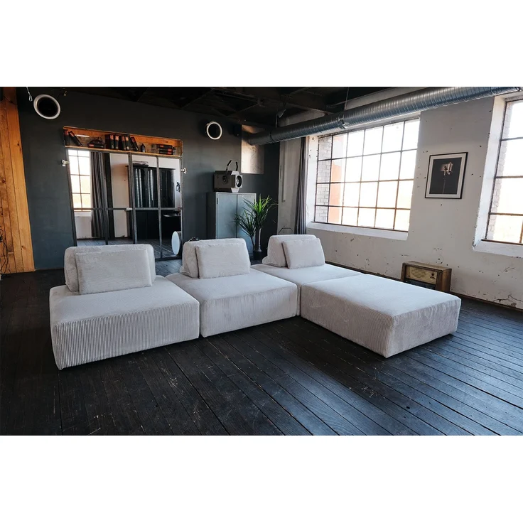 KAWOLA Modulsofa WIOLO SOFT 4 Module 4 Rückenkissen Cord hellgrau 84 x 222 x 333 cm – Bild 7