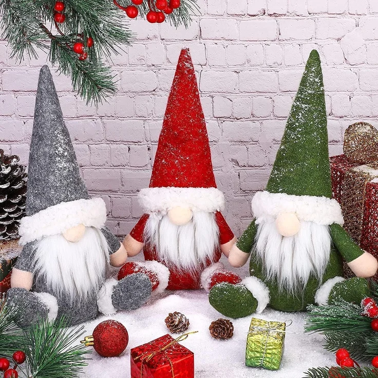 3er Set handgemachte schwedische Weihnachtszwerg Puppen für Kamin Büro Deko – Bild 4