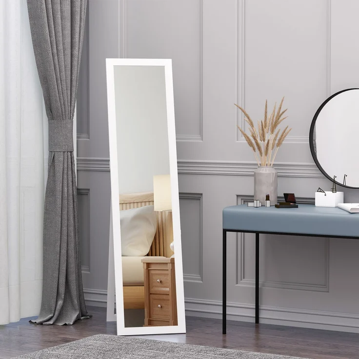 Ganzkörperspiegel, freistehend, Wandmontage, MDF-Rahmen, 37 x 37 x 154 cm, Weiß--Weiß--37x37x154cm--YOUDENOVA – Bild 4