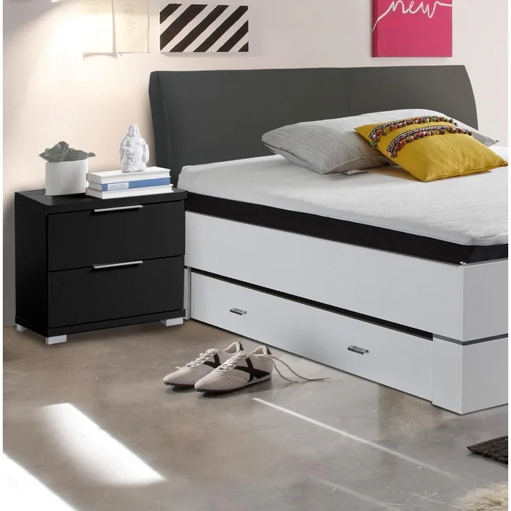 Nachtkommode >Nelli< in Schwarz - 46x43x42cm (BxHxT)