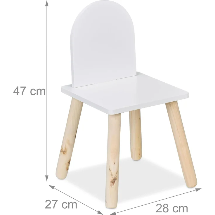 Relaxdays Kindersitzgruppe, 3-TLG, Kindertisch mit 2 Stühlen, Mädchen & Jungen, Sitzecke fürs Kinderzimmer, weiß/Natur – Bild 4