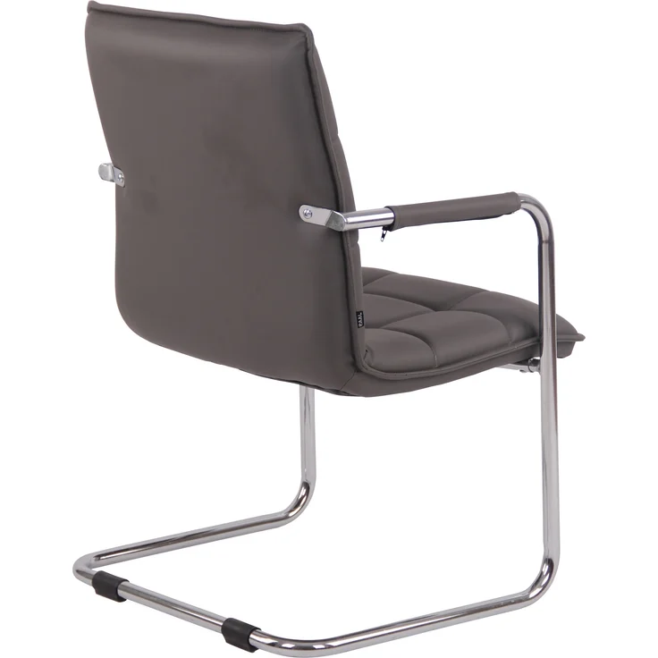 Besucherstuhl TORINO - Kunstleder Grau 57x64x89 cm Silber | Besucherstühle Konferenzstuhl Wartezimmerstuhl Bürostühle Bürostuhl Konferenzraum – Bild 3