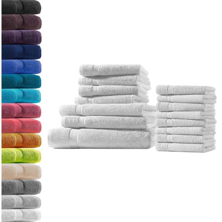 1x Badetuch + 2X Duschtuch + 4X Handtuch + 8X Gästetuch | Weiß | 100% Baumwolle Frottier | Oeko-TEX® Standard 100 | Premium Qualität 500 g/m²