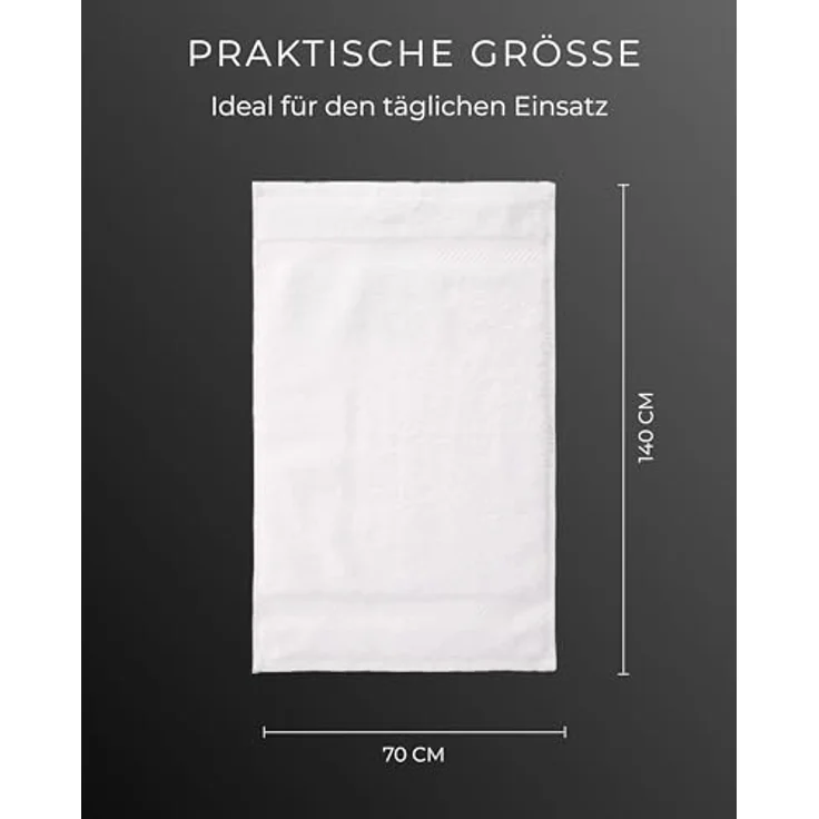 Luckytowel Duschtuch Set 70x140 cm, Oeko-TEX Badetücher aus 100% Baumwolle, 600 g/m², flauschig & saugstark, 10er Pack Weiß – Bild 4