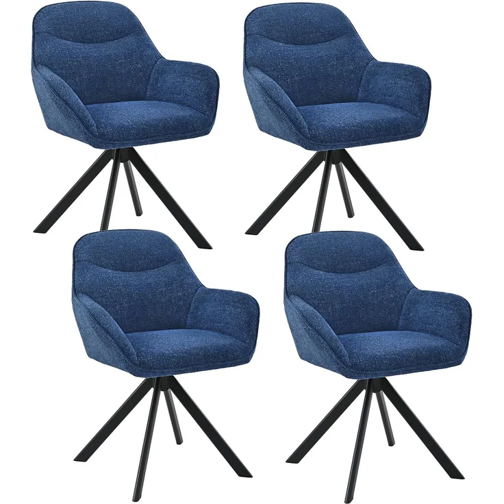 GOEURVANT 1370 Esszimmerstühle 4er-Set mit Armlehnen, 360° Drehbar, Chenille - Blau – Bild 1