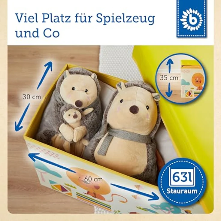 Bieco 'Zoo' Aufbewahrungsbox mit Sitzbank 66L gelb – Bild 4