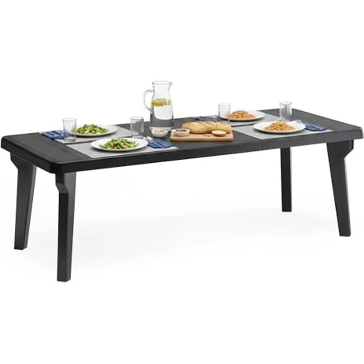 Dmora - Tisch im Freien Mercurio, rechteckiger Regal, ausziehbarer Garten- oder Bartisch, 100% Made in Italy, 160-220x90h74 cm, Anthrazit – Bild 3