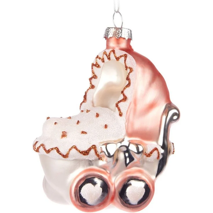 BRUBAKER Weihnachtsbaumkugel Kinderwagen - Baby Weihnachtskugel aus Glas - Handbemalte Figur (1 St), Kinder Christbaumschmuck für Jungen und Mädchen - Christbaumkugel – Bild 5