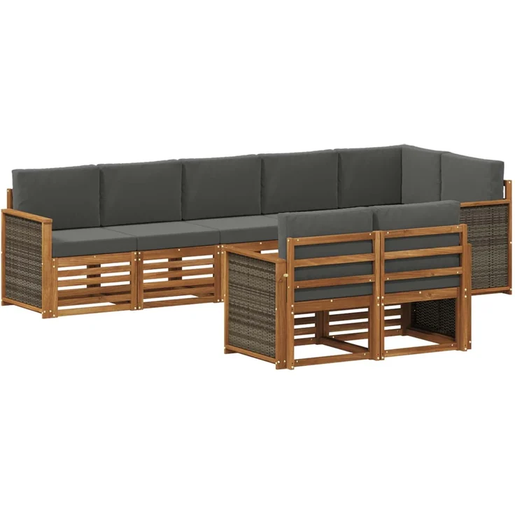 vidaXL Outdoor-Sofagarnitur 7 stk. 8-Sitzer Natur und Anthrazit 3384498 – Bild 2