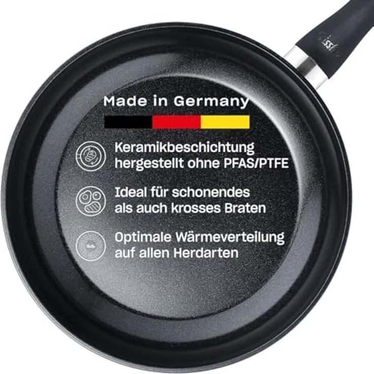 Fissler Bratpfanne Essential, Aluminium (1-tlg), Made in Germany, HERGESTELLT OHNE PFAS/PTFE, KERAMIK-BESCHICHTET – Bild 2