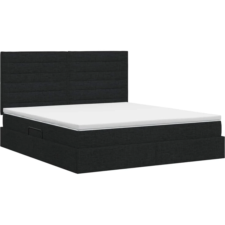 vidaXL Aufbewahrungsbett mit Matratze Schwarz 160 x 200 cm Stoff 3459452 – Bild 8