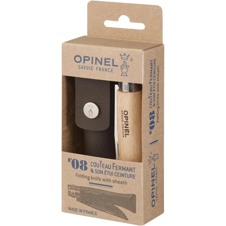 Opinel Tradition N°08 - Klappmesser - 8.5 cm - kleine schwarze Striche, Grifffarbe Hellgelb bis Rosa