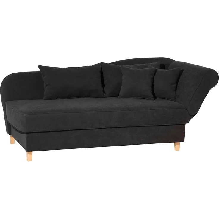 Recamiere mit Armteil rechts klappbar Katia Bezug Veloursstoff Buche natur / schwarz 22701