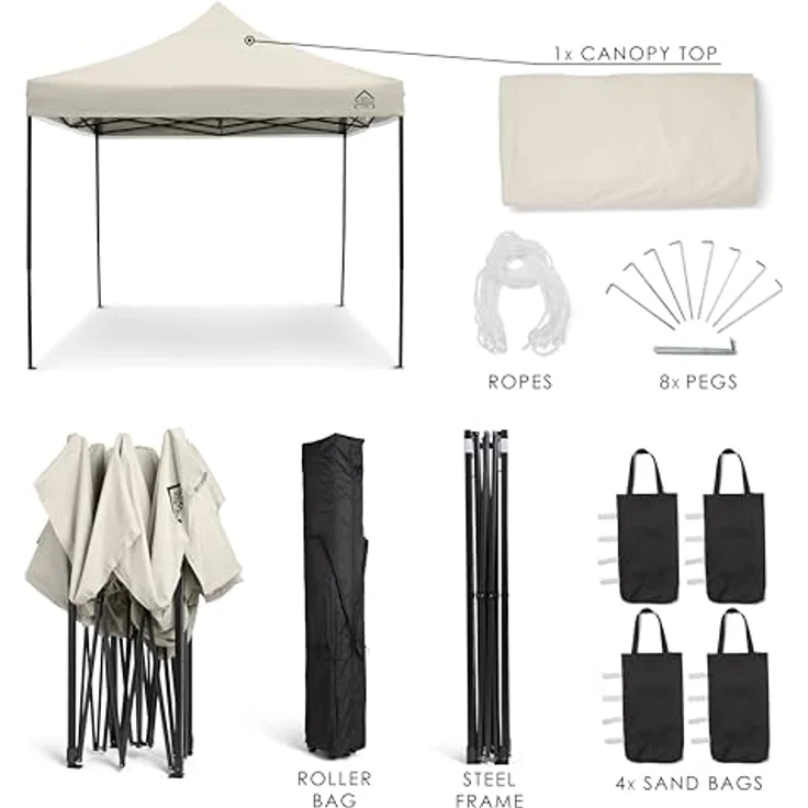 All Seasons Gazebos 3x3 m vollständig wasserdichtes Faltpavillon - Cremefarbig – Bild 3