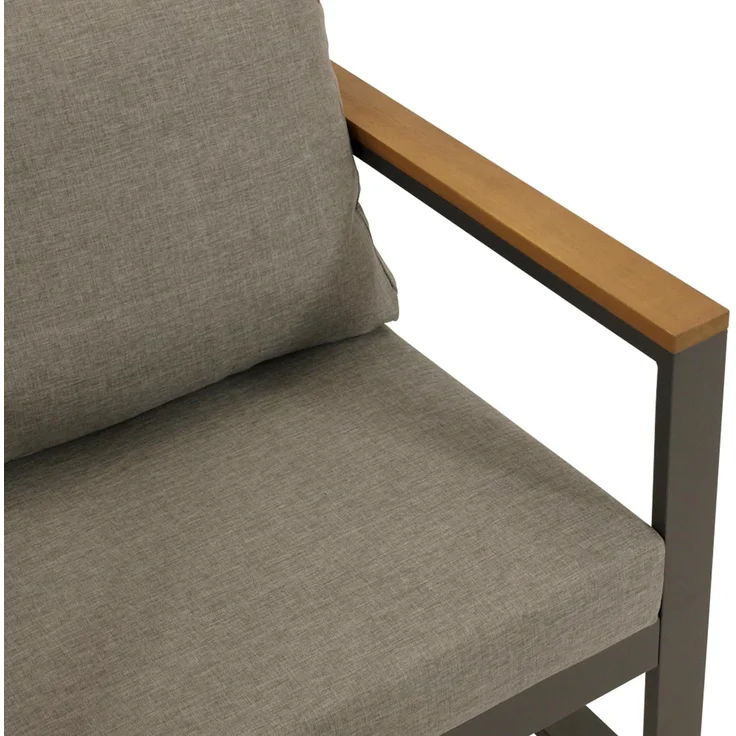 DEGAMO KAMPALA Diningsessel, Alu + Akazie, anthrazit/braun, 70cm – Bild 3