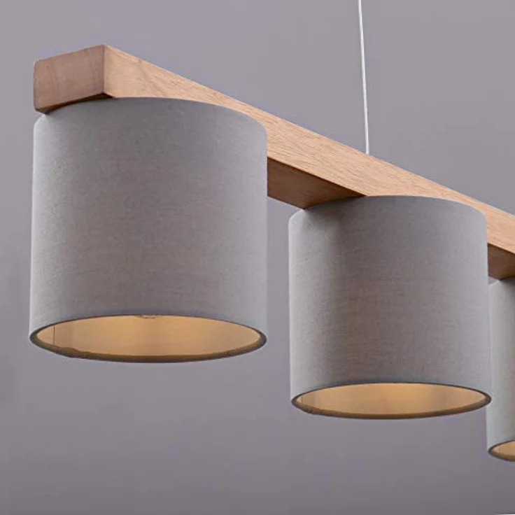 Briloner Pendelleuchte Hängelampe RHON, 5-flammig, grau, Metall-Holz-Stoff, 25 W, IP20, 110 x 15 x 136 cm – Bild 7