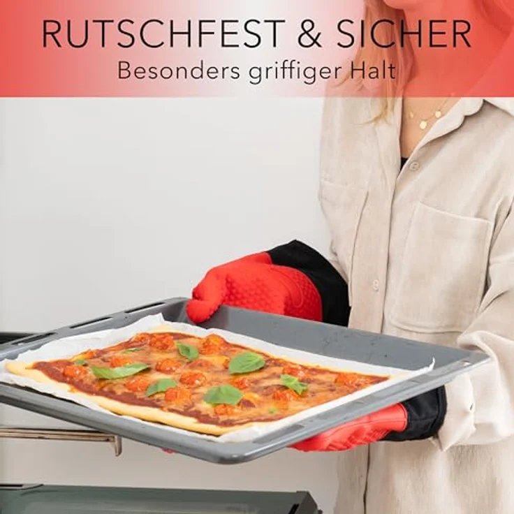 AVANA Topfhandschuhe Silikon Ofenhandschuhe Hitzebeständige Kochhandschuhe Handschuhe, Anti-Rutsch, weiches Baumwoll-Innenfutter, bis 250°C – Bild 7