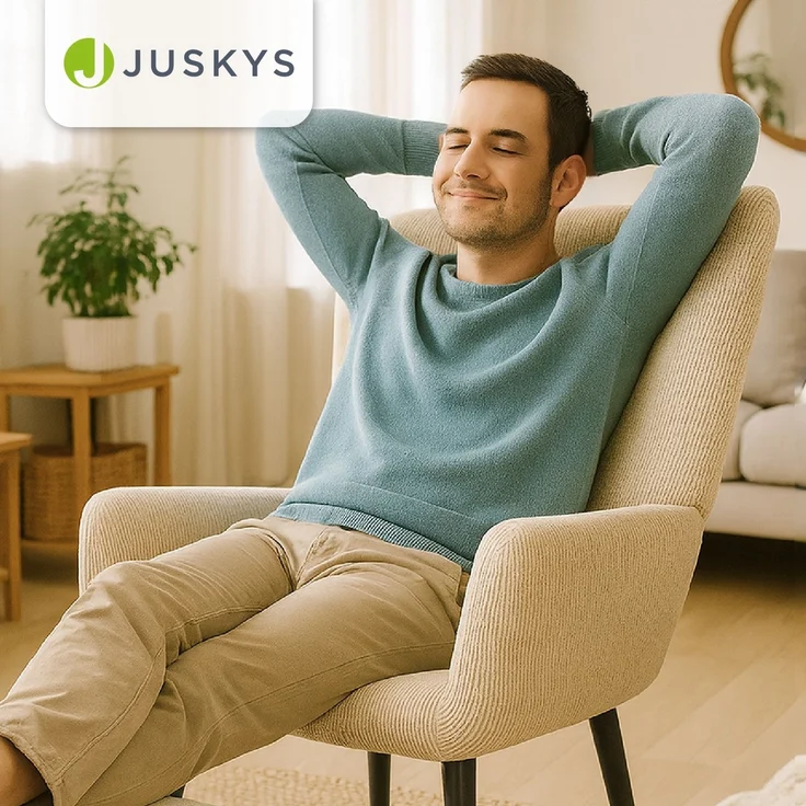 Juskys Ohrensessel Odense ohne Hocker, TV- & Lesesessel in Cord, hohe Lehne, Metallbeine, komfortabler Stoffbezug, pflegeleicht – Beige – Bild 7