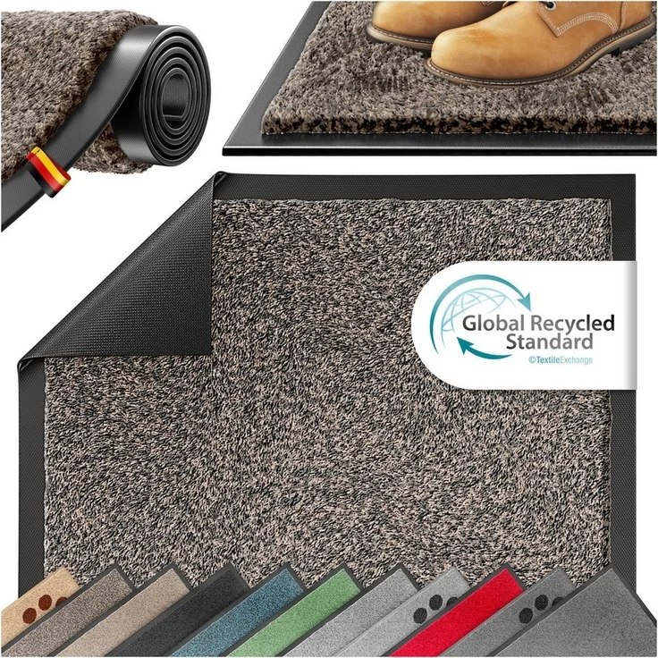 KESSER® Schmutzfangmatte rutschfeste Fußmatte für Innen- & Außenbereich waschbar & wetterfest | Türmatte Wohnungseingang | Teppich für Büro & Vorzimmer | Fußabtreter Fußabstreifer Multi, Taupe / Anthrazit, 50x80cm – Bild 5