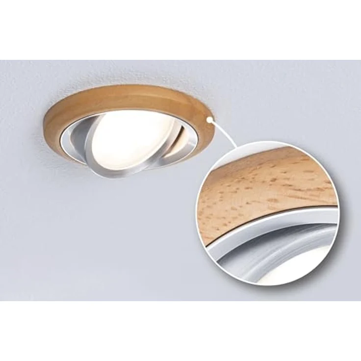 Paulmann 92239 LED Einbauleuchte Lanati 3er-Set schwenkbar 2700K Holzoptik Alu – Bild 5