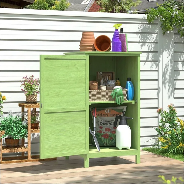 AOXUN Garten-Geräteschrank Holz Gartenschrank in Grün, mit verstellbaren Regalen, 55x54x100cm, BxT: 55x54 cm, (1 St)