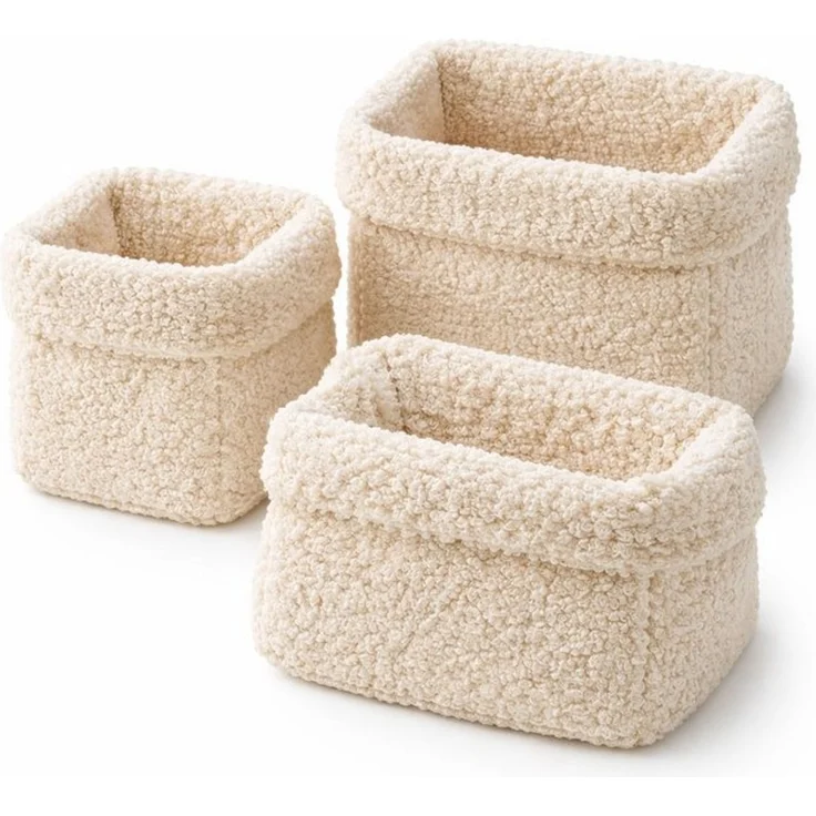 BABEES Dekokorb 3-er SET Organizer Utensilo Aufbewahrungskorb Wickeltisch Baby, BOUCLE Körbchen Wohnzimmer, Kinderzimmer, Badezimmer, Deko Korb – Bild 4