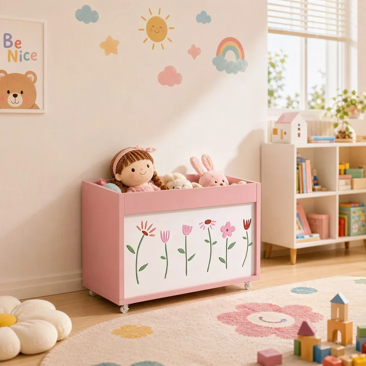 AIYAPLAY Spielzeugkiste, Spanplatte, Melamin, Rosa, 50 x 30 x 33,5 cm – Bild 9