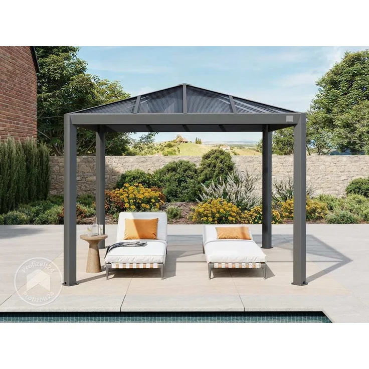 PRIMEYARD Gartenpavillon 3x3 m mit Polycarbonatdach - Hardtop Pavillon ohne Seitenteile – Bild 4