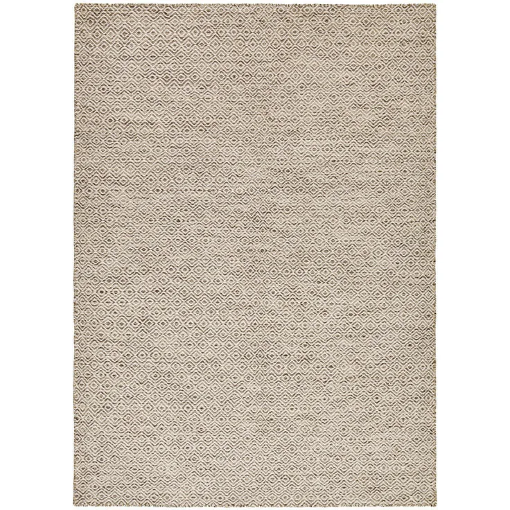 Rug and Roll Handwebteppich Edler Scandi, Beige, 100% Schurwolle, Rechteckig 55x80 cm, geeignet für Fußbodenheizung, Ethno Design