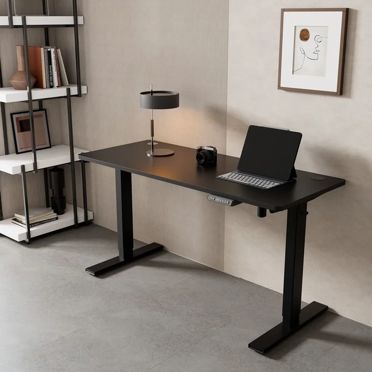 HOMAVO höhenverstellbarer Schreibtisch 80×180 cm, mit Memory- und Anti-Kollisionsfunktion, USB-A- und USB-C-Anschlüssen, Höhe 70–120 cm, Schwarz – Bild 2
