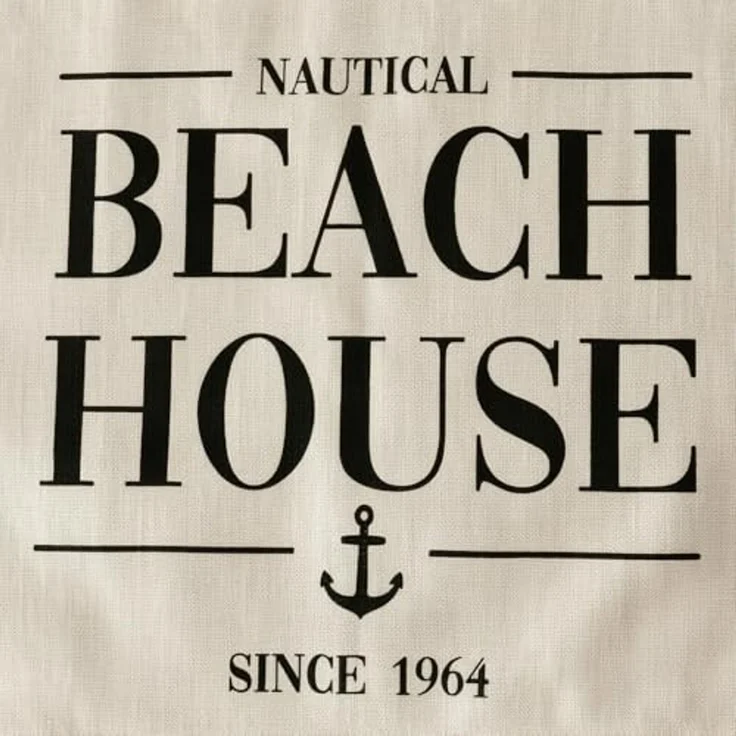 BOLTZE Dekokissen Kissen BEACH HOUSE beige schwarz maritimes Dekokissen 45x45 cm mit Fran – Bild 5