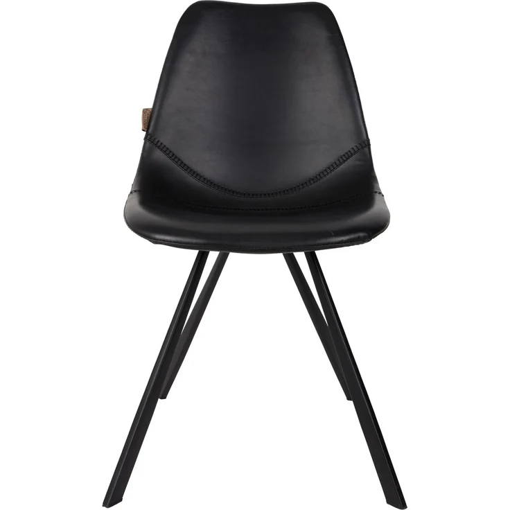 Dutchbone Esszimmerstuhl Franky im 2er-Set, schwarzer Kunstlederbezug mit Stahlgestell, Vintage-Design – Bild 5