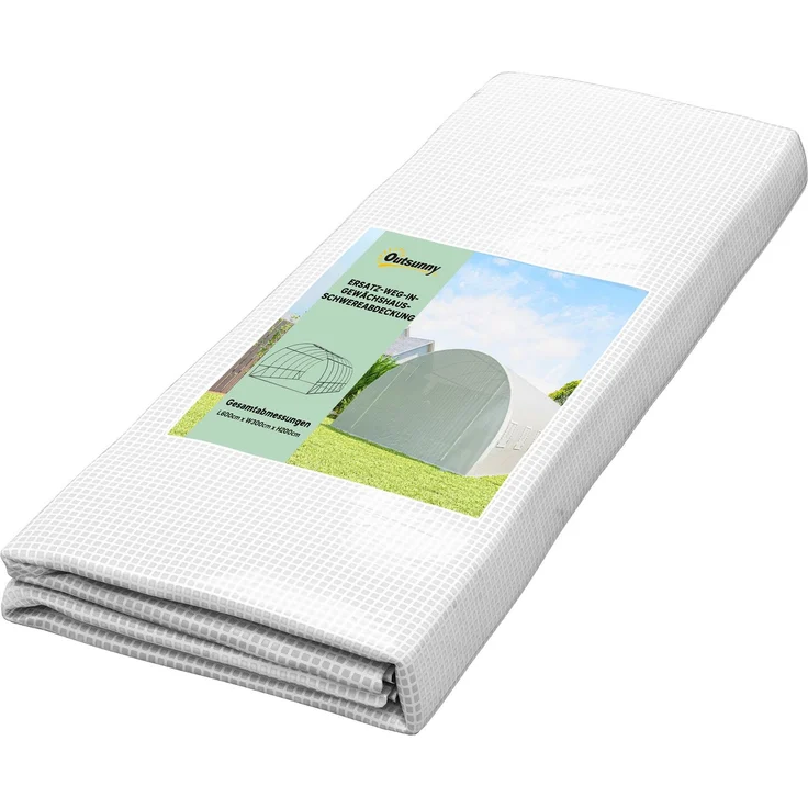 Outsunny Gewächshausfolie, PE, Weiß, 600L x 300B x 200H cm – Bild 1