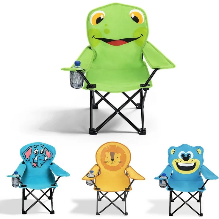 SUNULA Campingstuhl Kinder Klappstuhl Gartenstuhl Camping Kinderklappstuhl Anglerstuhl, Kinder-Anglersessel, wählbar als Bär, Elefant, Frosch oder Löwe – Bild 1
