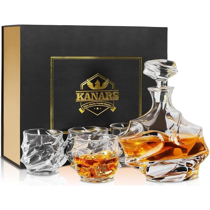 Whisky Karaffe Gläser Set 750ml 4×320ml Kristallglas Whiskybecher