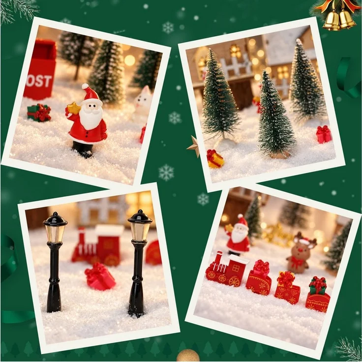 OSTWOLKE Weihnachtsdorf Weihnachtshaus Miniatur Wichtel Zubehör Weihnachten Set Weihnachtsdeko – Bild 4
