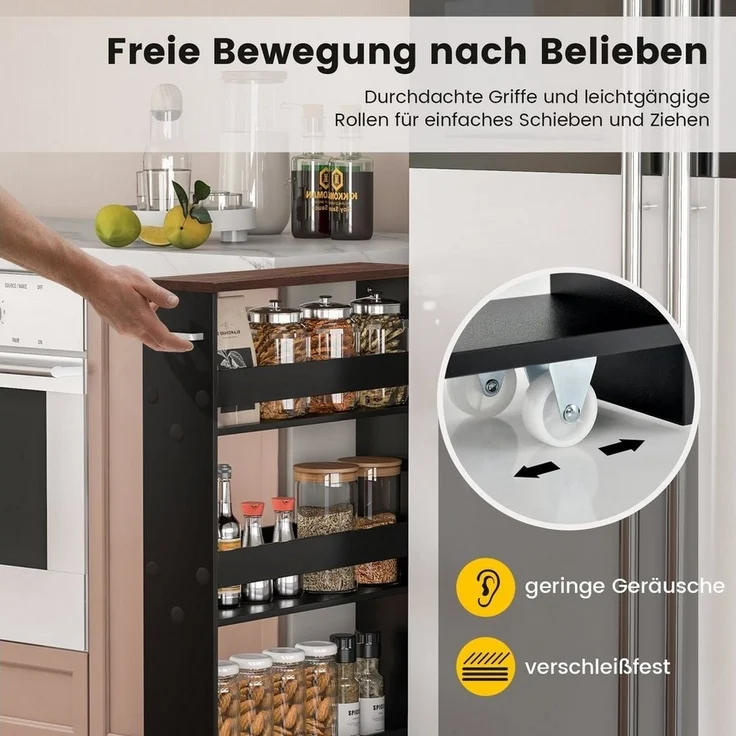 COSTWAY Küchenwagen, schmal, 4 Ebenen, auf Rollen, mit Griff, 48x12,5x81cm – Bild 3