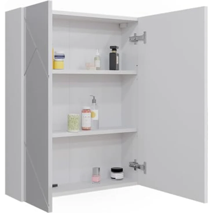 Badspiegelschrank Irma Weiß/Weiß Hochglanz 60 x 75 cm Vicco – Bild 7