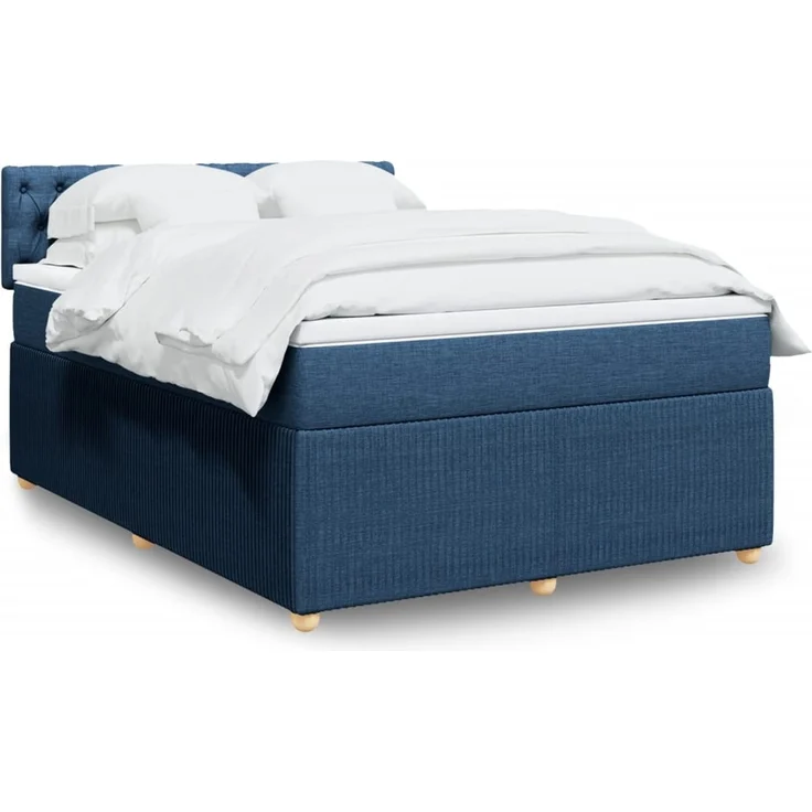 vidaXL Boxspringbett mit Matratze Blau 160x200 cm Stoff 3287520 – Bild 1
