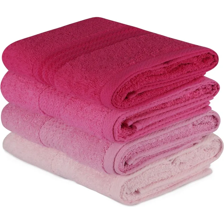 Mijolnir 'Rainbow - Pink' Waschhandtuchset (4-teilig), Hellrosa / Rosa, 30 x 50 cm